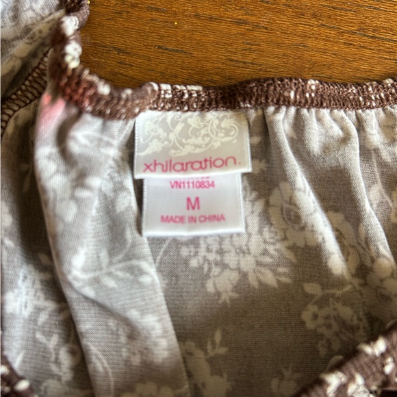 Y2K Babydoll Brown Floral Tunic Top - Picture 7 of 8